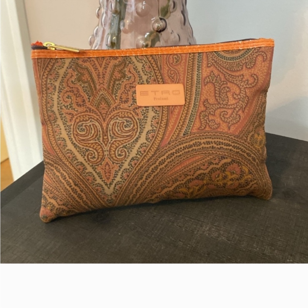 Etro Paisley Pouch in Brown and Orange